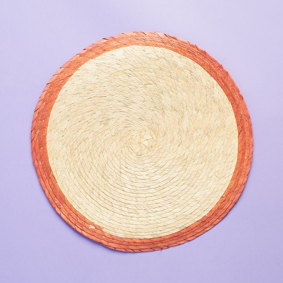 Palm Leaf Placemats - NWOT - blue & orange trim - Picture 3 of 4